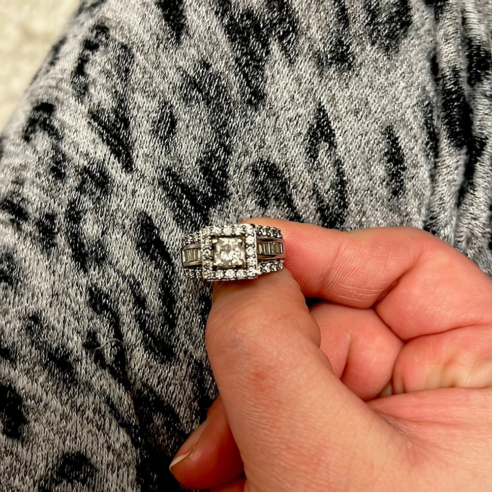 3/4 CT. T.W. Quad Princess-Cut Diamond Frame Engagement Ring in 14K White Gold